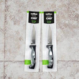 3.5" Blade Family Chef Paring Knife Set Soft Grip Handle 2 Pack Pair New Sealed